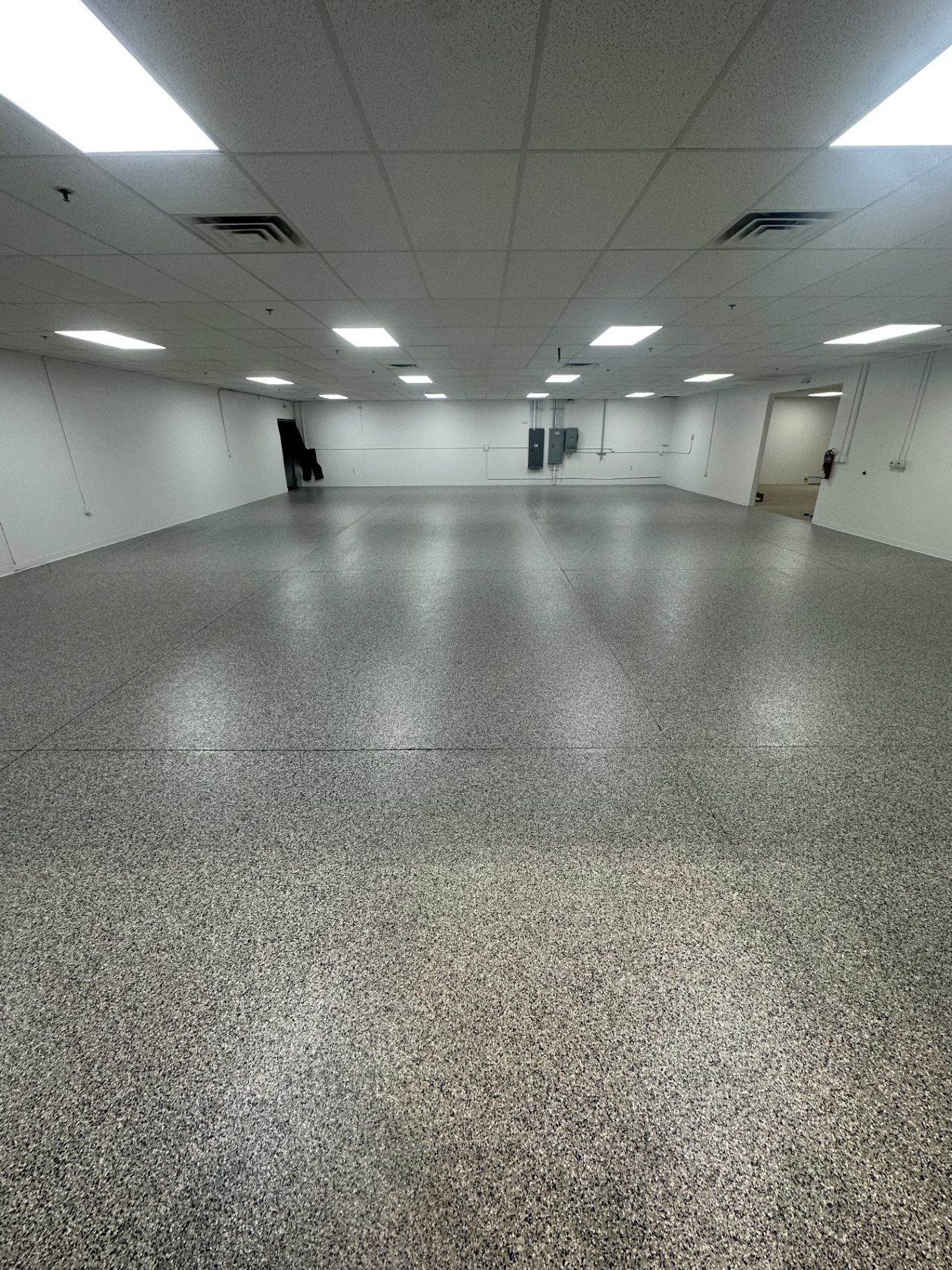 Large commercial flake floor in a showroom space